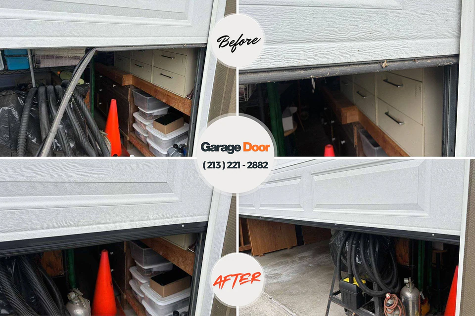 Before and after: garage door repair Higganum, CT